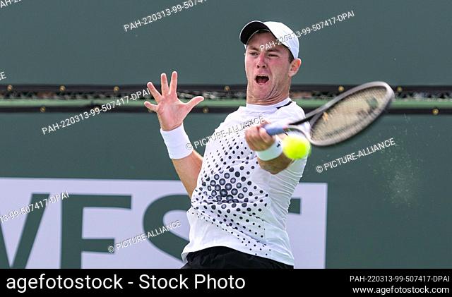 13 March 2022, US, Indian Wells: Tennis, ATP Tour, Indian Wells, BNP Paribas Open, Men, Singles, 2nd Round, Rublyov (Federation of Russia) - Koepfer (Germany)