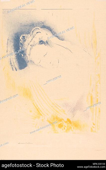 Author: Odilon Redon. The Shulamite - 1897 - Odilon Redon French, 1840-1916. Lithograph printed in blue, yellow, and violet on buff Japanese paper