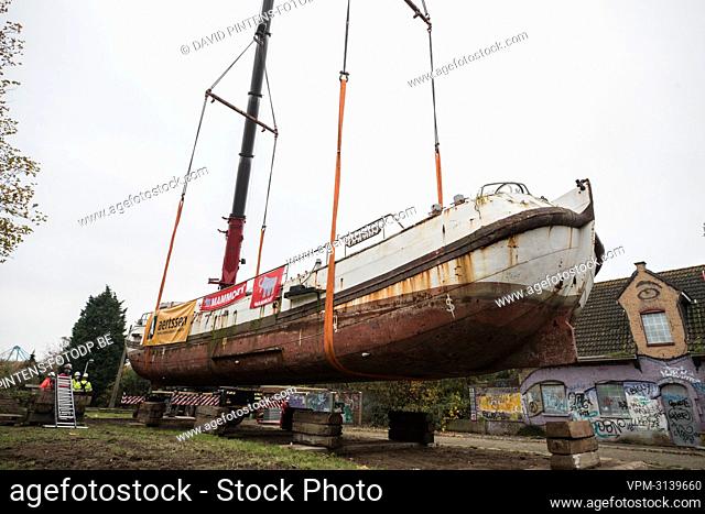 illustration picture shows the arrival and installation of the historic ship Ortelius, in Doel, Saturday 20 November 2021