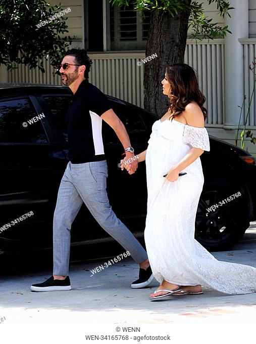 Pregnanat Eva Longoria celebrates her baby shower on Cinco De Mayo at The Lombardi House in Hollywood. Eva was all smiles as she takes pictures with husband...