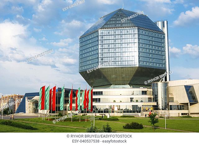 Minsk, Belarus - June 3, 2014: Building Of National Library Of Belarus In Minsk. Famous Symbol Of Belarusian Culture And Science