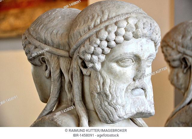 Double herm of god Dionysus young and mature, Museo Palatino, Palatino, Rome, Lazio, Italy, Europe