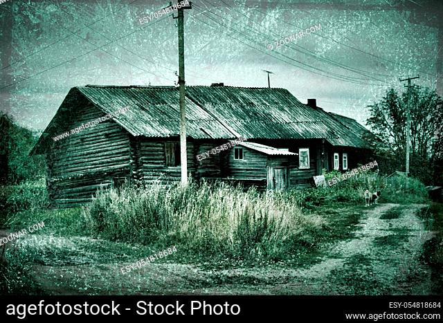 North-West wooden architecture. Old photo in vintage style