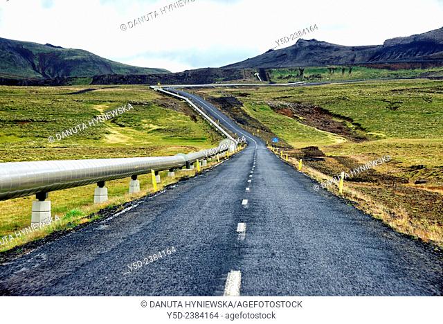 inland of Iceland, on a road number 435 to Nesjavellir - Geothermal station, near Thingvellir , Southwestern Iceland