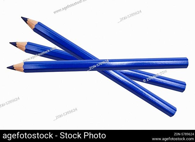 Blue color pencil isolated on white background