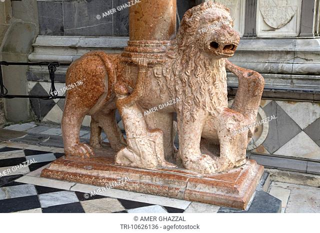 Marble Lion Sant Allesandro Cathedral Bergamo Italy