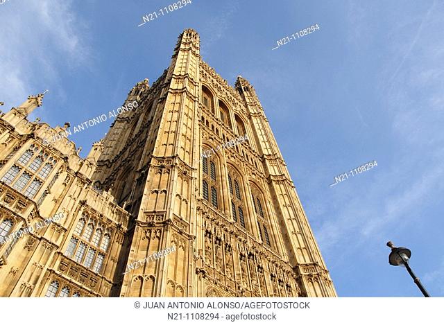 Victoria Tower. Houses of Parliament. Westminster Hall. Westminster, London, England, Great Britain, Europe
