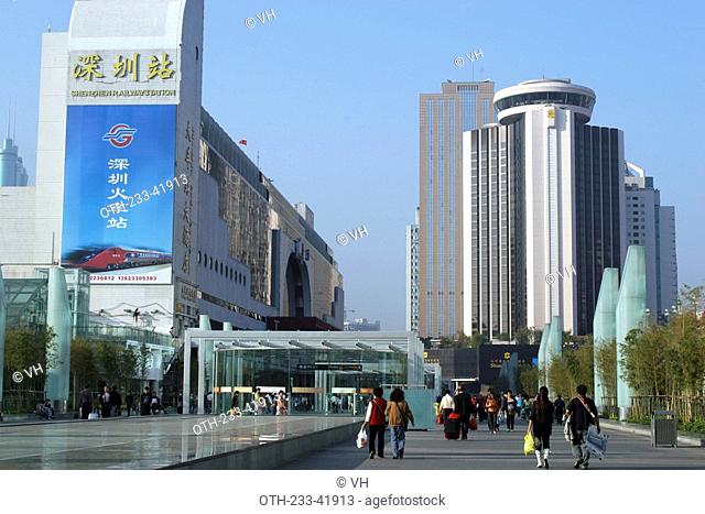 Streetscape by the Underground Station and Railway Station, Shenzhen, China