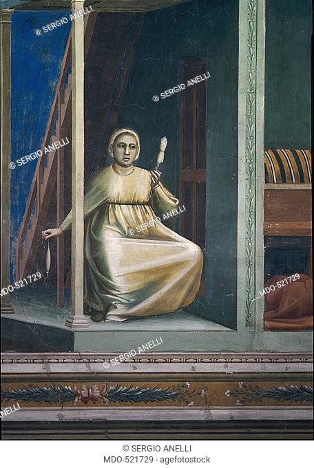 Scenes from the Life of Joachim Annunciation to St Anne, by Giotto, 1304 - 1306, 14th Century, fresco, . Italy, Veneto, Padua, Scrovegni Chapel