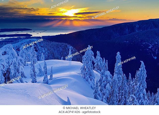 Sunset from Mount Seymour Provincial Park, North Vancouver, British Columbia, Canada