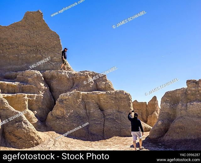 The Windows Trail area of the Badlands National Park in South Dakota USA