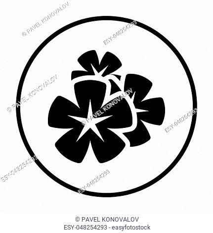 Frangipani Flower Icon. Thin Circle Stencil Design. Vector Illustration