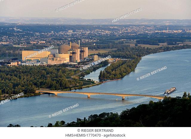 France, Isere, communes of Saint Alban du Rhone and Saint Maurice l'Exil, Saint Aban nuclear power plant along the Rhone river