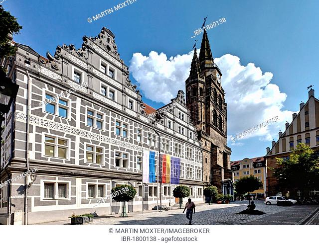 Administrative Court on Montgelasplatz square, Church of St. Gumbertus, Ansbach, Middle Franconia, Franconia, Bavaria, Germany, Europe