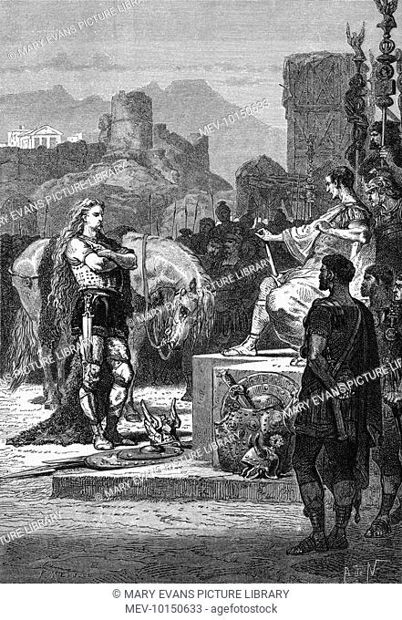 GALLIC WARS : Vercingetorix is finally defeated by Caesar ; he will be taken prisoner to Rome, where he will be executed