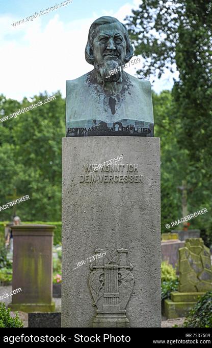 Grave Poet Germany Song Heinrich von Fallersleben, Cemetery, Garden, Benedictine Abbey Corvey, Höxter, North Rhine-Westphalia, Germany, Europe