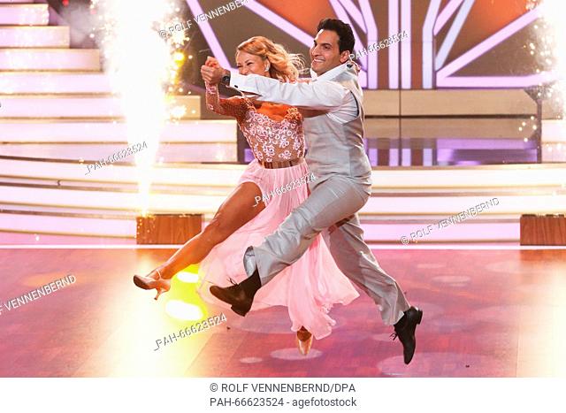 Attilda Hildmann and professional dancer Oxana Lebedew dancing at the RTL dance show 'Let's Dance' at the Coloneum in Cologne, Germany, 11 March 2016