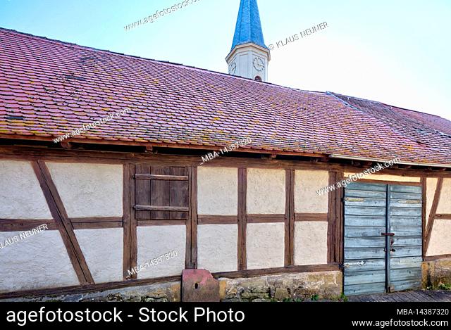 Church castle, gaden, storehouses, house facade, autumn, Seinsheim, Franconia, Germany, Europe