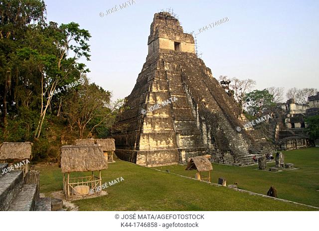 Temple I, Grand Jaguar, at sunset. Tikal, Petén, Guatemala