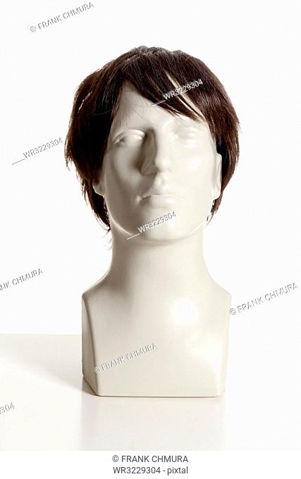 Mannequin Male Head with Wig on White