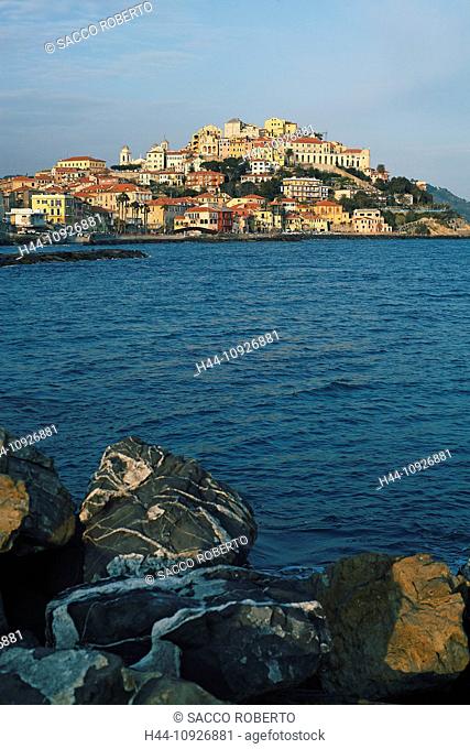 Italy, Europe, Liguria, Imperia, Paraiso, mole, jetty, sea, building, construction