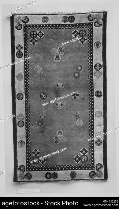 Rug. Period: Qing dynasty (1644-1911); Date: late 19th century; Culture: China; Medium: Foundation: cotton warp and weft; wool knotting; Dimensions: 47 x 26 in