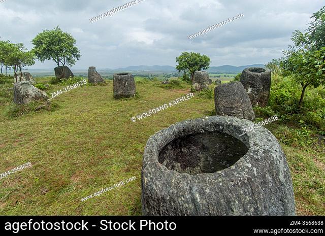 The Plain of Jars consists of thousands of stone jars scattered around the upland valleys and the lower foothills of the central plain of the Xiangkhoang...