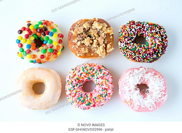 Six Decorated Doughnuts