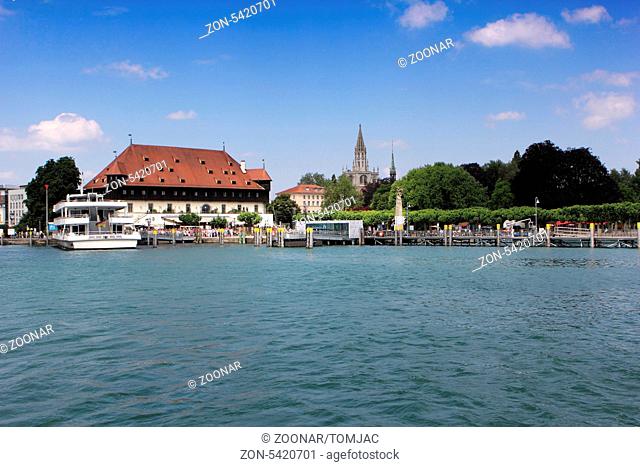 lake of constance with view to the docks from constance