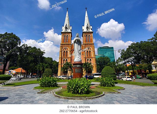 Statue of the Virgin Mary at the Notre-Dame Cathedral Basilica of Saigon, Ho Chi Minh City (Saigon), Vietnam.