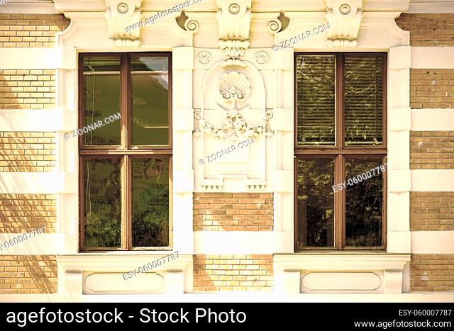 Classic facade of a residential building in the Austrian capital Vienna. Vintage style