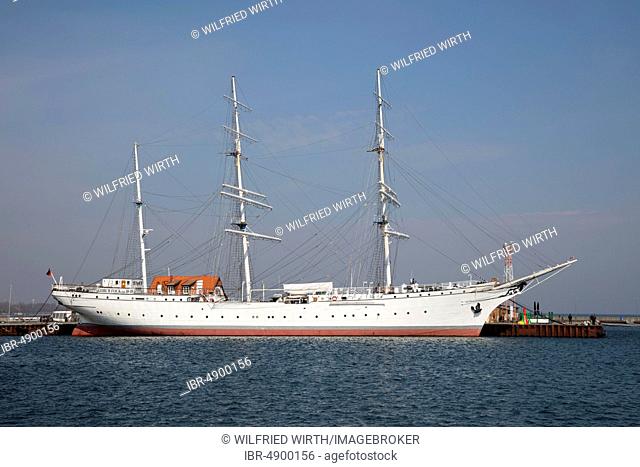 Museum ship Gorch Fock, harbour, Stralsund, island Rügen, Mecklenburg-Western Pomerania, Germany