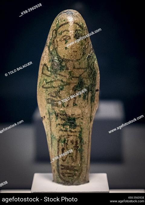 Ushabti of pharaoh Rameses VI, calcite, 20th dynasty, 1143-1136 BC, tomb of Rameses VI, valley of the kings, Thebes, Egypt, collection of the British Museum
