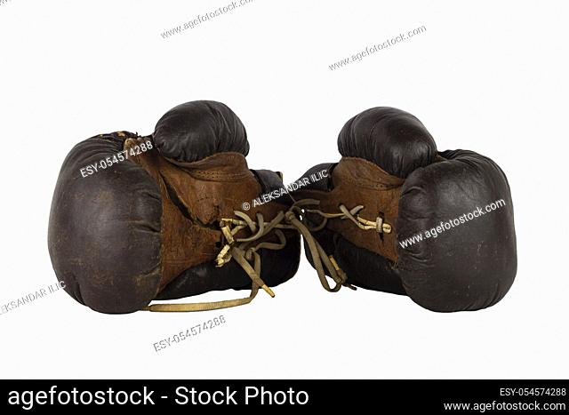 Vintage Boxing Gloves Isolated on White Background