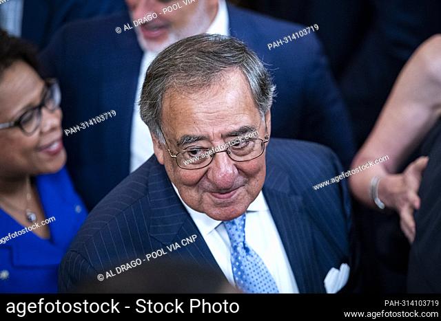 Leon Panetta, former United States Secretary of Defense and former Director of the CIA, following a ceremony with former US President Barack Obama and former...