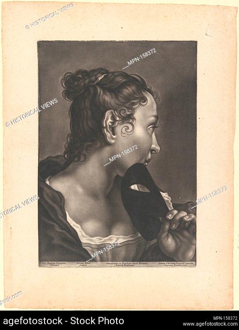 Portrait of a Young Woman Holding a Mask. Artist: Johann Lorenz Haid (German, Kleineislingen 1702-1750 Augsburg); Artist: After Giovanni Battista Piazzetta...