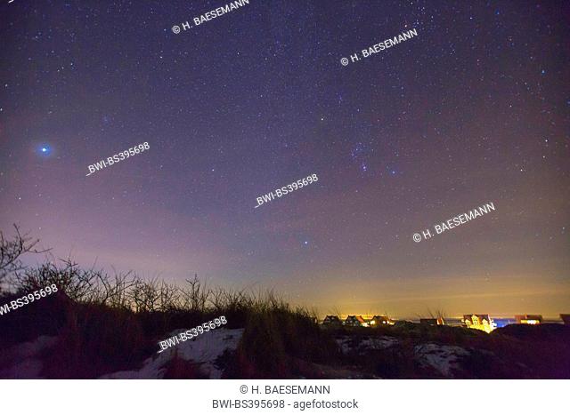 Jupiter and Orion over island Juist, Germany, Lower Saxony, Juist