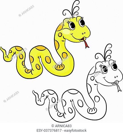 Coloring book. Funny cartoon snake. Vector illustration, Stock Vector,  Vector And Low Budget Royalty Free Image. Pic. ESY-037376817 | agefotostock