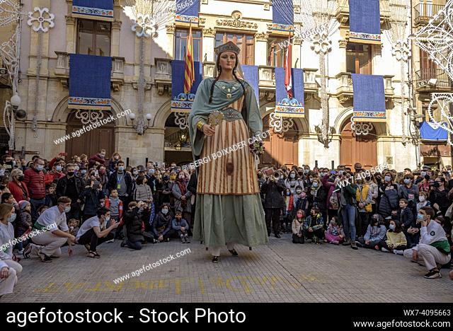 Barcelona Giants at the 2022 Valls Decennial Festival, in honor of the Virgin of the Candlemas in Valls (Tarragona, Catalonia, Spain)