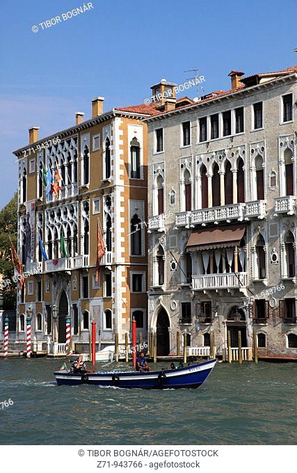 Italy, Venice, Grand Canal, Cavalli Franchetti and Barbaro Palaces