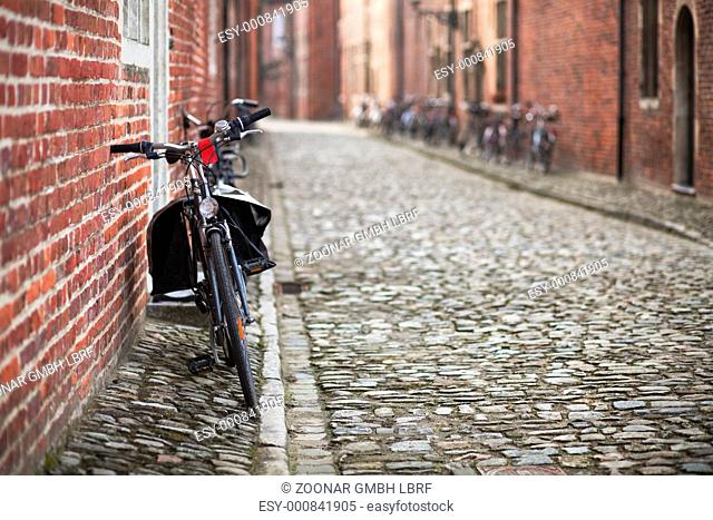 Bicycles on medieval street