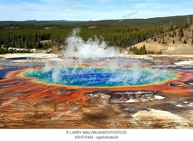 View of Grand Prismatic Spring in Yellowstone National Park, Wyoming