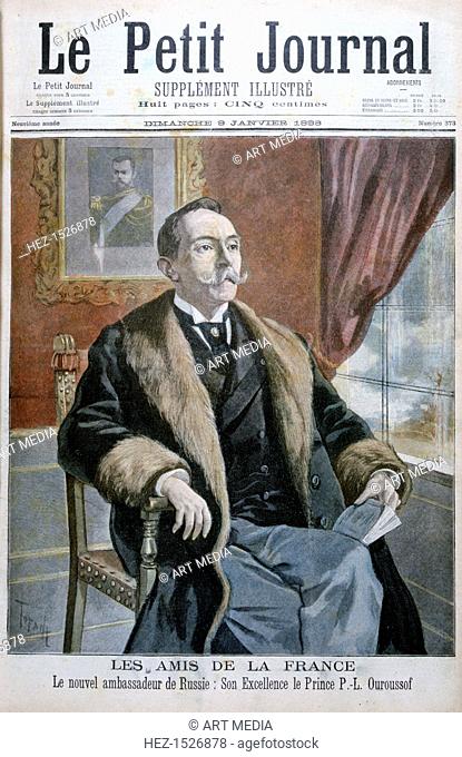 Prince PL Ouroussof, The new Ambassador of Russia to France, 1898. An illustration from Le Petit Journal, 9th January 1898