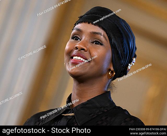 08 March 2023, Hesse, Wiesbaden: Human rights activist Ilwad Elman from Somalia will be awarded the Hessian Peace Prize 2022 in the Hessian Parliament