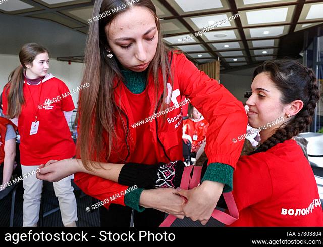 RUSSIA, MELITOPOL - FEBRUARY 11, 2023: Medical students from the cities of Melitopol and Berdyansk receive training in emergency first aid