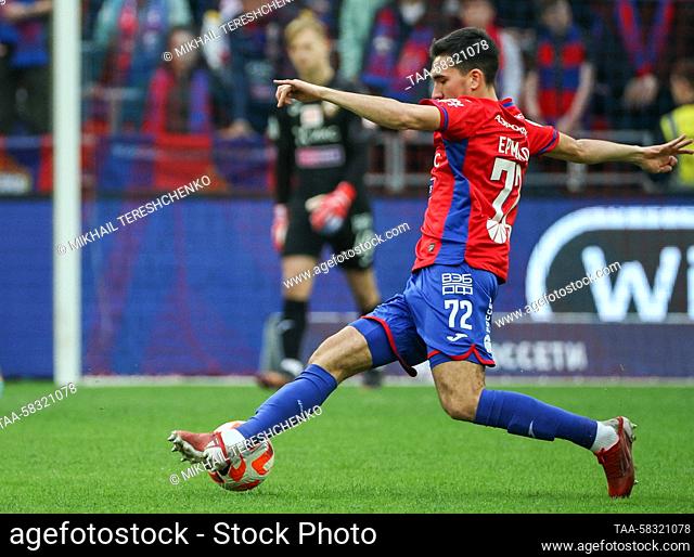 RUSSIA, MOSCOW - APRIL 9, 2023: FC CSKA Moscow's Nikita Yermakov is in action in the 2022/2023 Russian Premier League Round 22 football match between FC CSKA...