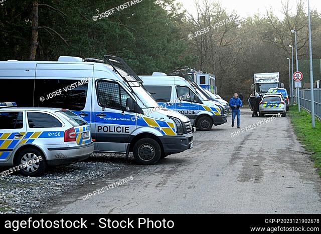 Dozens of police officers comb the Klanovice Forest, Prague, Czech Republic since the morning of December 19, 2023. The reason for the security search is double...