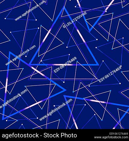 Space seamless patterns of triangles. Geometrical repeat background. Wallpaper, wrapping paper, textile. Vector illustration