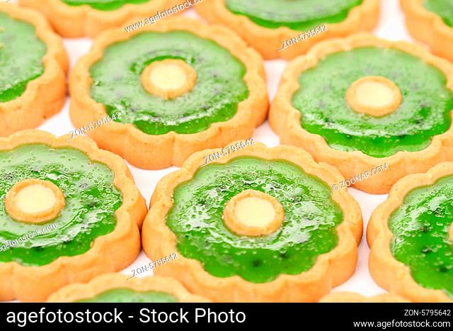 Background of biscuit with kiwi jam. Whole background