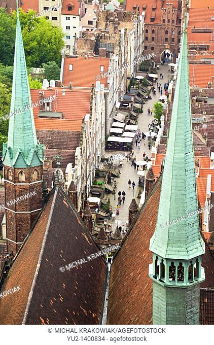 View on old town of Gdansk from tower of St  Mary's Church